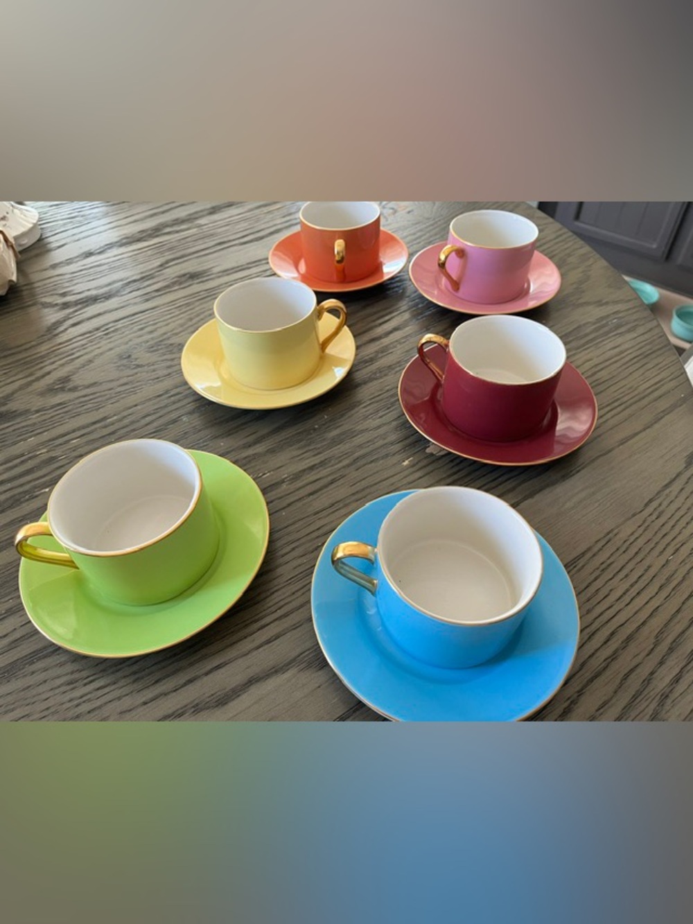 Classic Multicolor Porcelain Espresso Cup & Saucer Set with Gold Trim